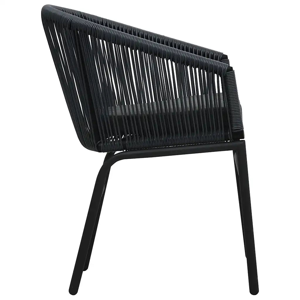 Set da Bistrot 3 pz con Cuscini in Polyrattan Nero 48138
