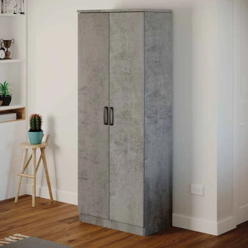Armadio scarpiera multiuso grigio cemento due ante 6 ripiani h.182x71x38 cm