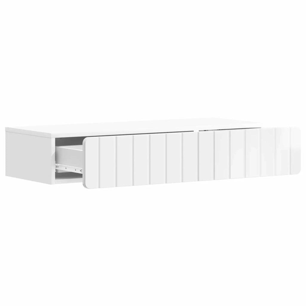 Tavolino da Parete Laterale Bianco Lucido 87,5 x 34,5 x 17 cm 898329