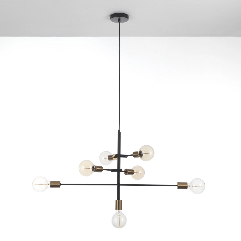 Lampadario in acciaio verniciato nero opaco cm. 82 x 40 H.50