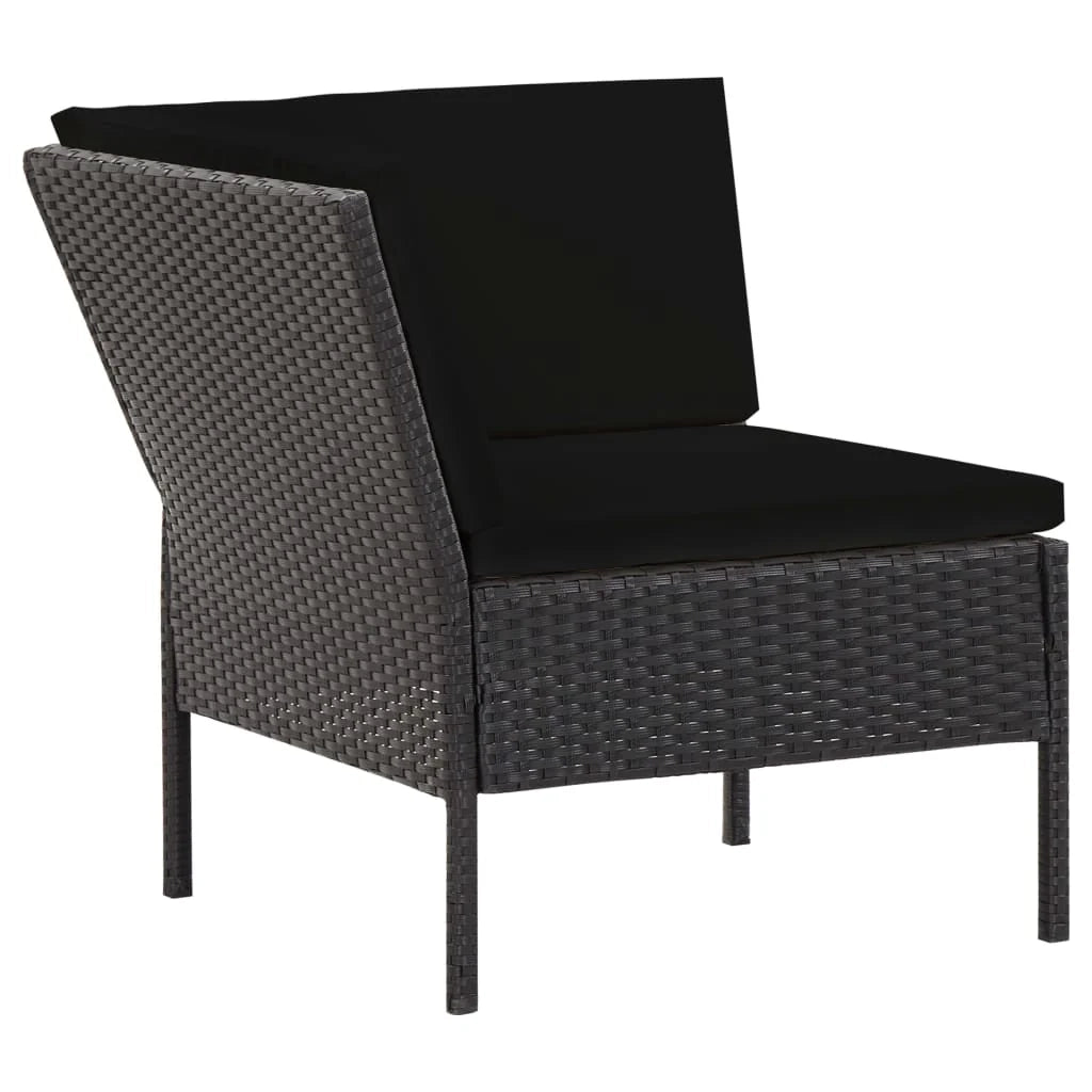 Set mobili da giardino set da esterno 6 pezzi con cuscini in polyrattan nero 02_0016918