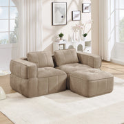Divano modulare senza struttura con pouf; 198x162x67 cm; poliestere; sabbia