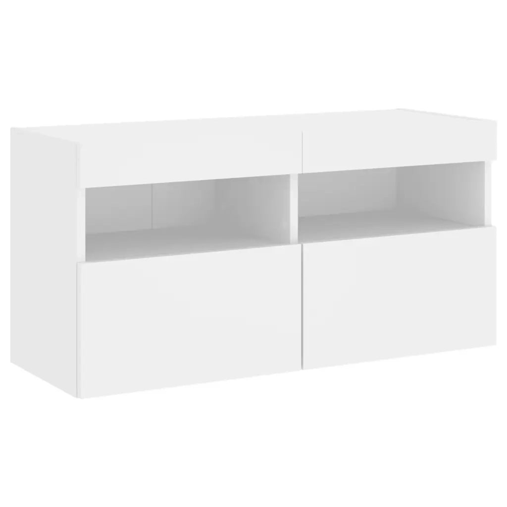 Mobile TV a Parete con Luci LED Bianco 80x30x40 cm