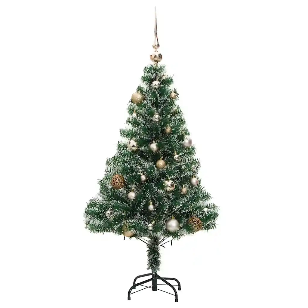 Albero Natale Artificiale 150 LED Palline e Neve Fioccata 150cm 3210092