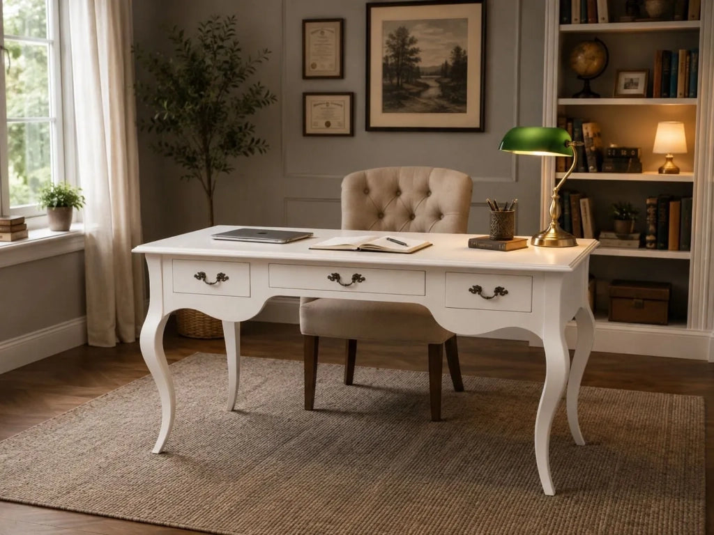 Scrivania in legno laccato bianco opaco l.130 x p.75 h.80 - Mobili 2G