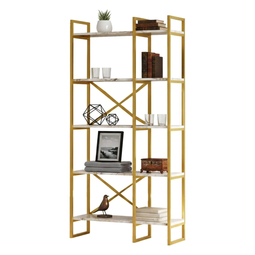 Biblioteca Zephirine, Libreria 5 Ripiani, 88x30x175h cm Grigio
