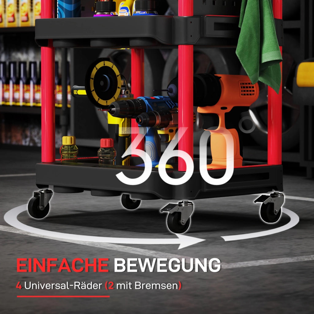Carrello per attrezzi con scaffali ¨C zephmum ¨C Rosso