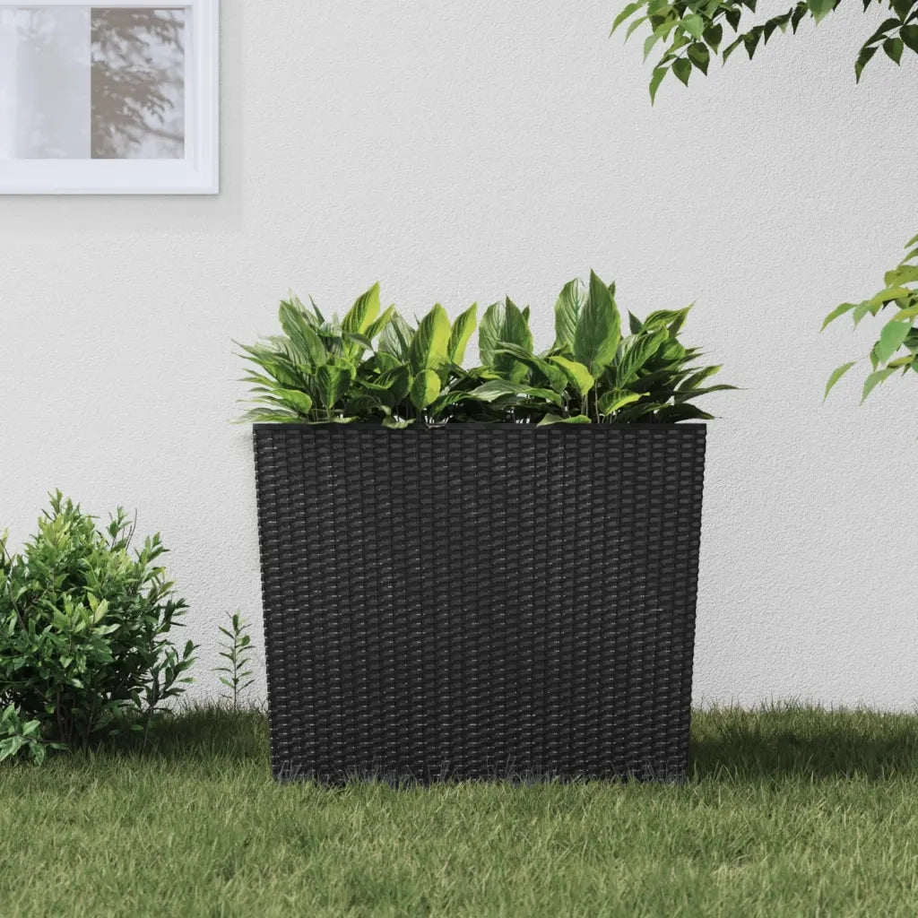 Fioriera | Cassetta per fiori | Vaso con Interno Rimovibile Antracite 12 / 44 L PP Rattan
