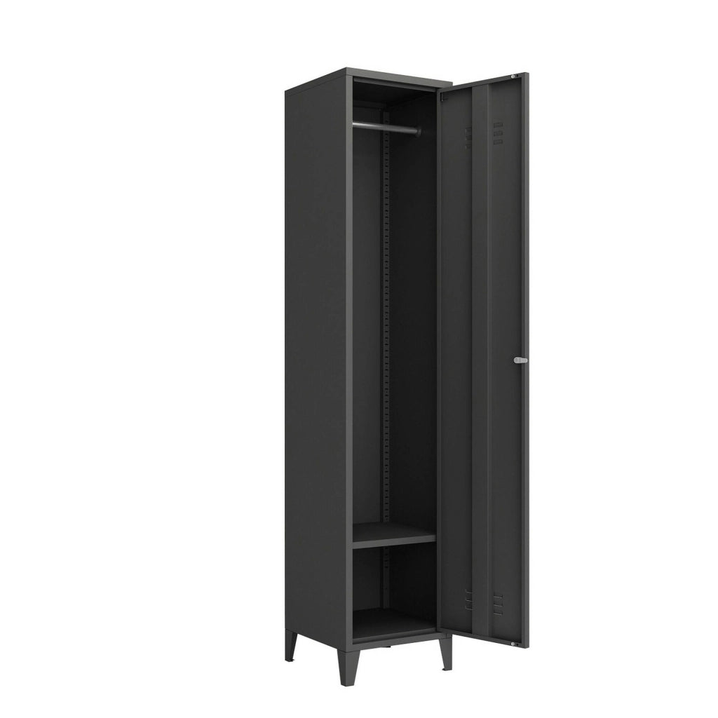 Mobile colonna Soleto, Pensile bagno o cucina, Armadio alto multifunzione, Mobiletto multiuso, 38x38 h180 cm, Ardesia