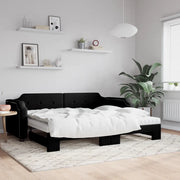 Divano Letto Estraibile con Materassi Nero 100x200 cm Tessutocod mxl 106614