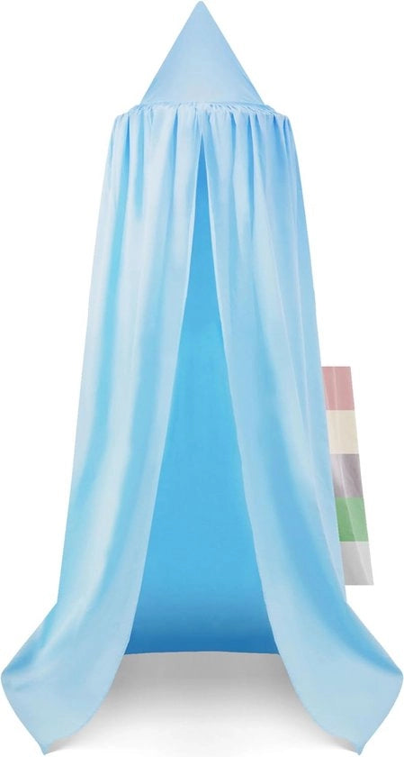 Letto a baldacchino in cotone 100%, 50cm, altezza 240cm, letto per bambini, letto a baldacchino, letto per bambini e letto per neonati - blu