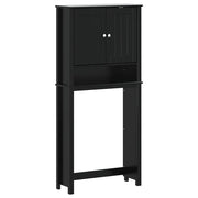Mobiletto salvaspazio per lavatrice con ampio vano contenitore per il bagno 76 x 27 x 164,5 cm legno massello nero 02_0047342