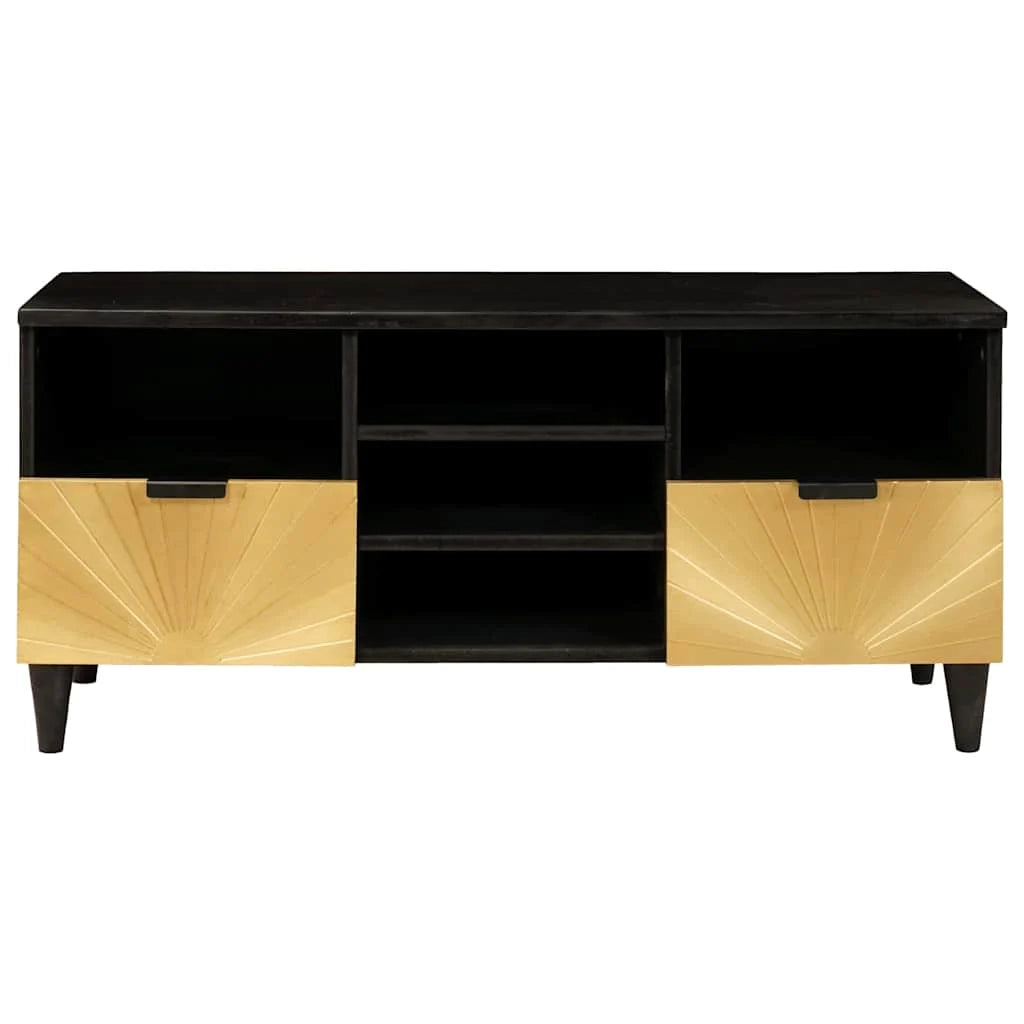 Mobile porta TV moderno con contenitore 100 x 33 x 46 cm design contemporaneo in legno nero 02_0057762