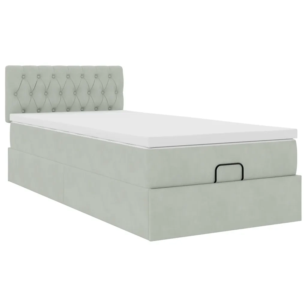 Struttura Letto Pouf con Materasso 100x200 cm Velluto 3312674