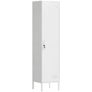 Armadio Metallico con Porta Chiudibile, Portanome e Asta Appendiabiti, 40x40x179 cm, Bianco