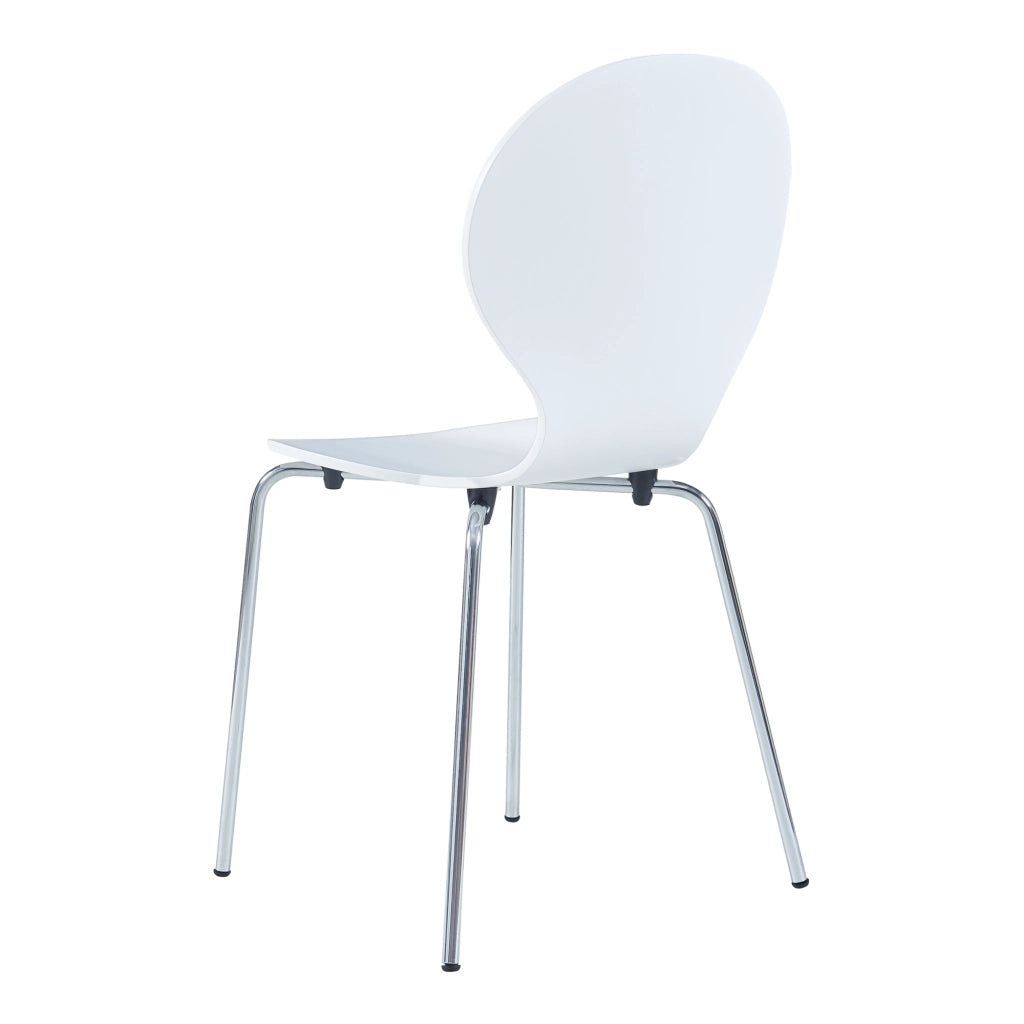 Set di 4 Sedie da Sala ETNE Impilabili - Bianco / Cromato [en.casa]