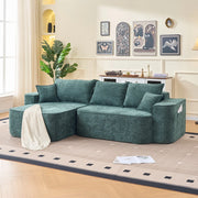 OKWISH Divano ad Angolo Modulare, Senza Montaggio, Seduta Profonda e Chaise Longue, 2 Moduli, Ciniglia, Verde