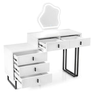 Toeletta con specchio e luci 120 x 40 x 124 cm ampio spazio di archiviazione eleganti dettagli in MDF bianco 20_0018970
