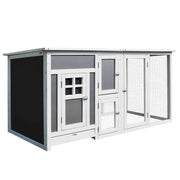 EasyComfort Pollaio per Galline Ovaiole da Esterno con Tetto Impermeabile e Zona di Corsa, Nidificazione in Legno, 160x75x80 cm, Grigio e Bianco