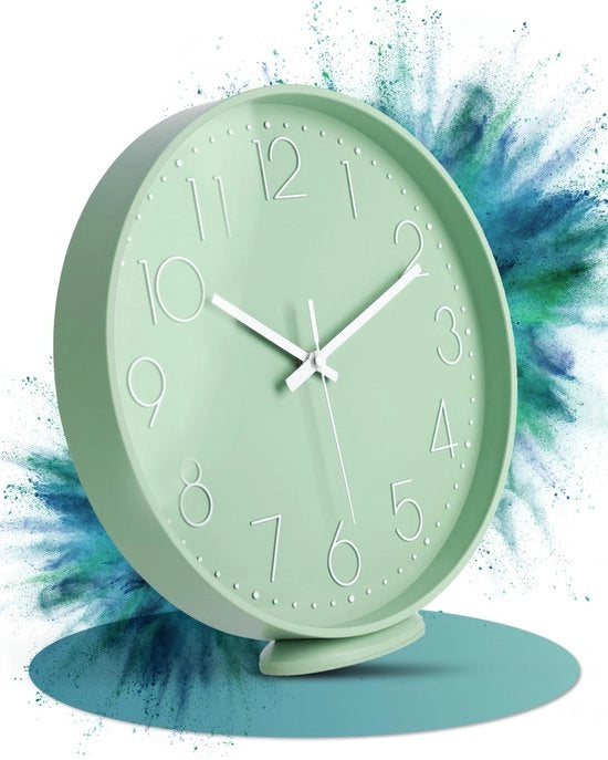 Orologio da Parete Verde - Regolabile in altezza - 20 cm - Silenzioso - Stile Classico e Moderno - Orologio Quartz senza suoni di ticchettio - Adatto per soggiorno, ufficio, ecc.