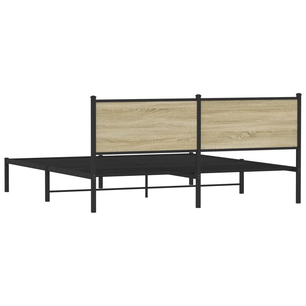 vidaXL Giroletto senza Materaso in Metallo Rovere Sonoma 160x200 cm