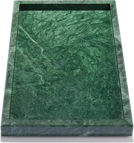 Tavolo di servizio elegante e multifunzionale in marmo - manufatto artigianale - per soggiorno cucina bagno - 30 x 20 x 3 cm - bianco crema nero verde scuro
