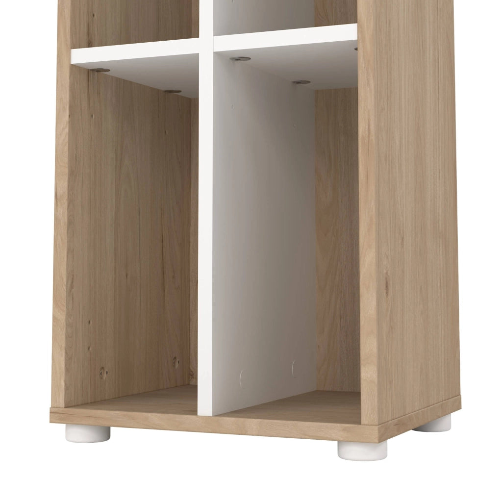 Libreria Erevan, Scaffale da ufficio, Mobile portalibri, Biblioteca, 41x34 h205 cm, Rovere e Bianco