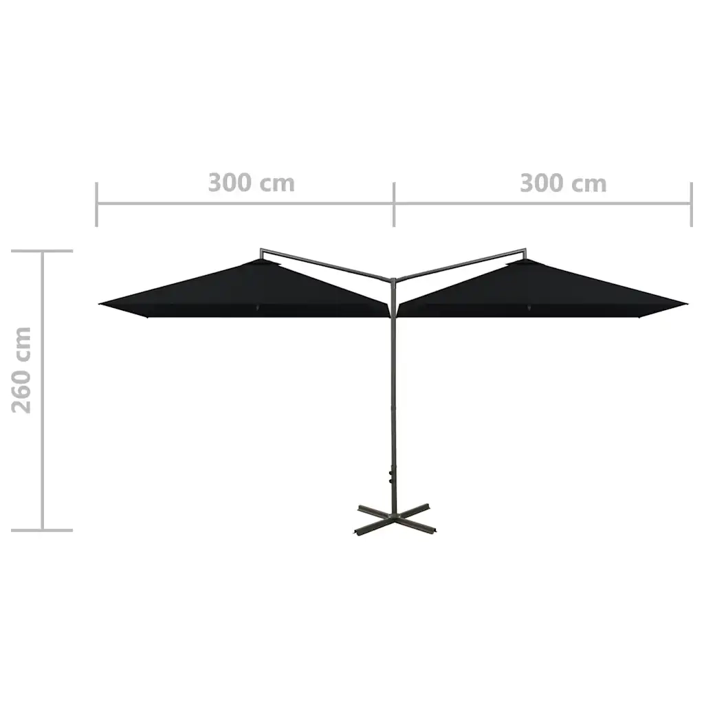 Ombrello | Parasolne Doppio con Palo in Acciaio Nero 600x300 cm