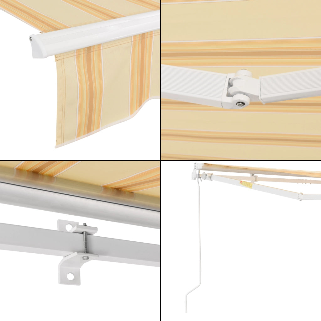 Tenda da Sole a Muro Bitonto con Bracci Estensibili e Manovella 350 x 250 cm (LxP) Giallo/Bianco [en.casa]