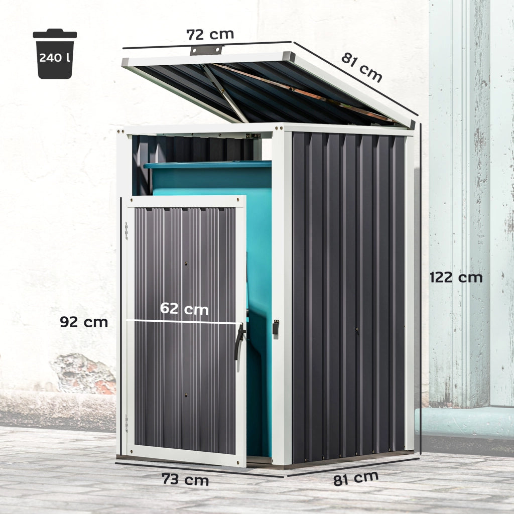 Cestino Esterno per 1 Pattumiera 240L ¨C Zephmum ¨C Grigio Scuro Acciaio Galvanizzato 73x81x122 cm