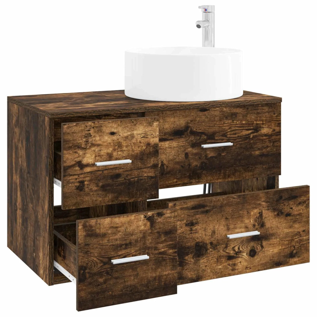 Set di mobili per il bagno 2 pz Rovere Fumo 3404012