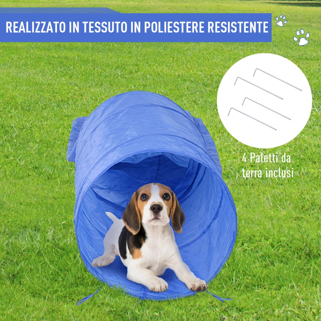EasyComfort Set Agility Dog per Addestramento Cani con Tunnel, Slalom e Ostacolo, Sacca di Trasporto, Giallo e Blu