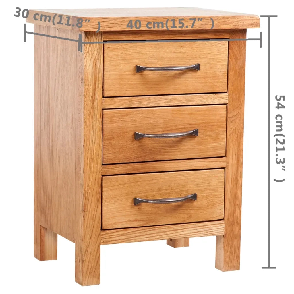Comodino con 3 Cassetti 40x30x54 cm in Legno Massello di Rovere cod mxl 61901