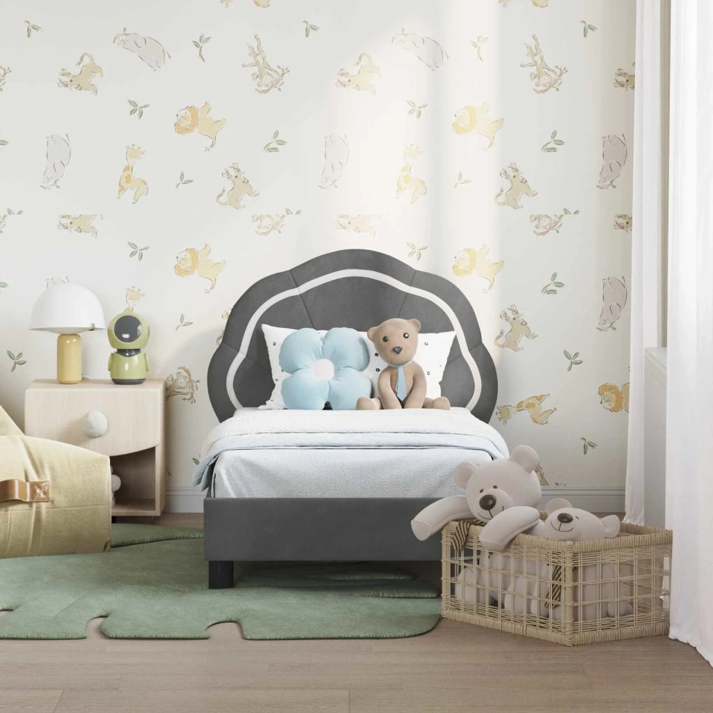 Struttura letto per bambini con testata-Giroletto per bambini Grigio Scuro Velluto 881303