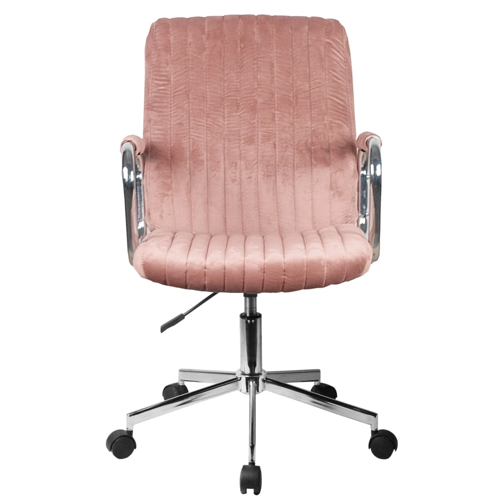 Sedia girevole su ruote in velluto FD24 Rosa