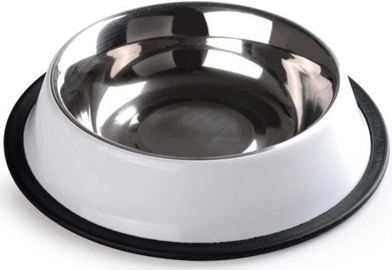 Set di Ciotole per Cibo per Cani e Gatti, Insieme da 2, Ciotole per Cibo in Alluminio, 0,2 l, Ciotola per Cani, Ciotola per Gatti, Ciotola per Acqua - Insieme da 2 - Bianco/Argento