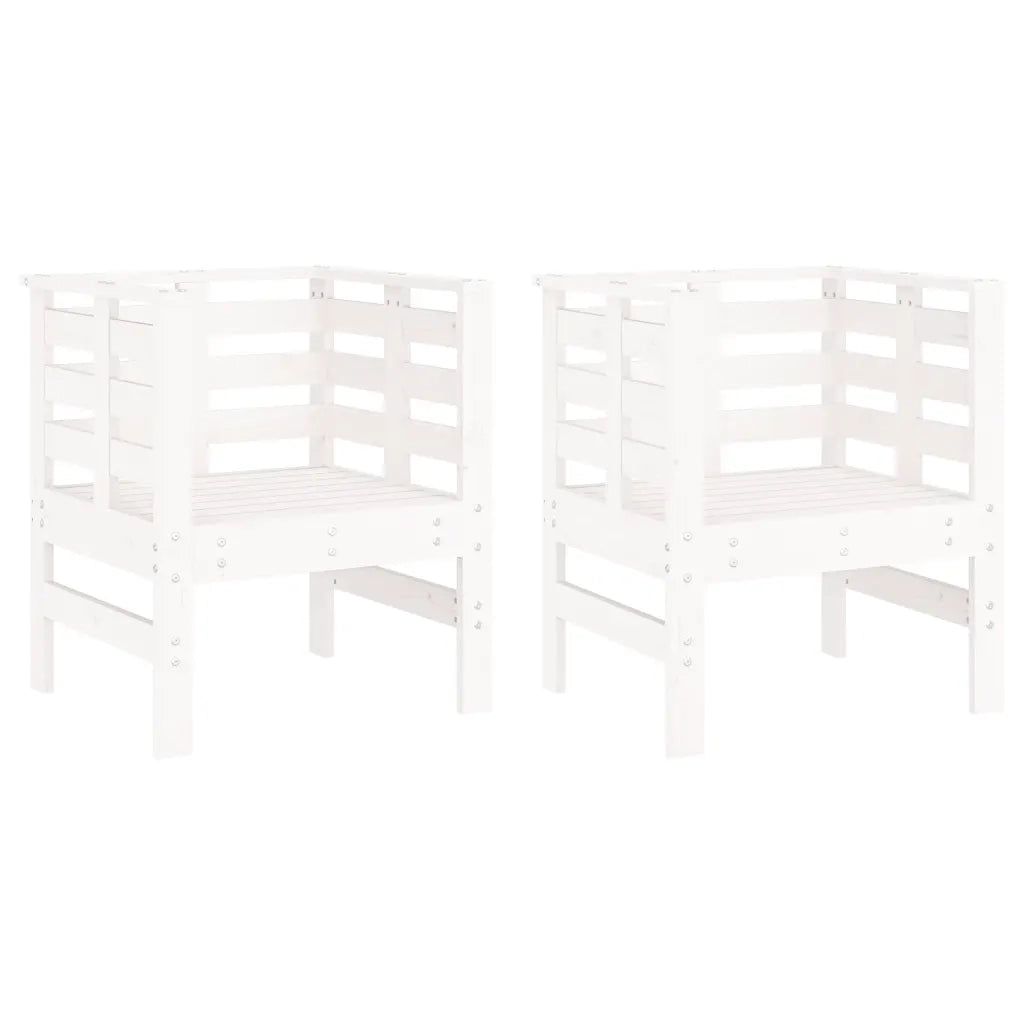 Sedie da Giardino 2pz Bianche 61,5x53x71cm Legno Massello Pinocod mxl 86169
