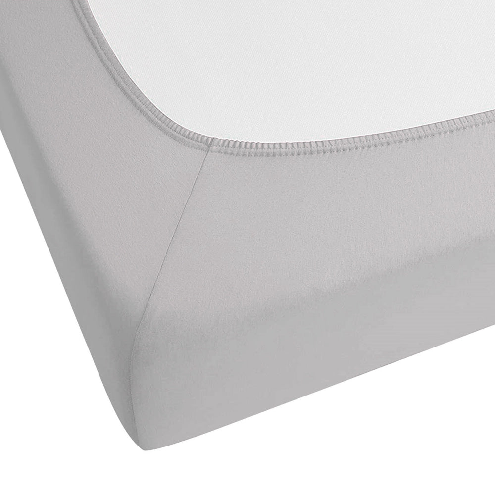 Lenzuolo con angoli cotone grigio chiaro 90 x 200 cm coprimaterasso elasticizzato modello classico a tinta unita camera da letto classica