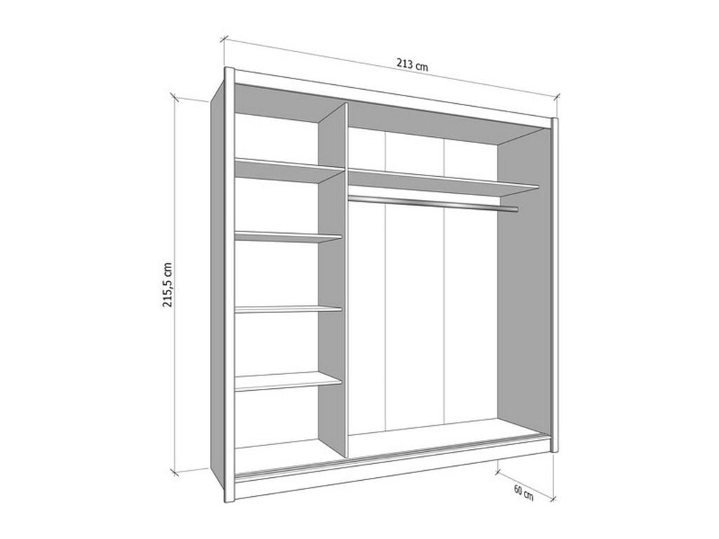 Armadio Camera da Letto Godrano, Guardaroba Grande Appendiabiti, 213x215.5h cm Marrone Rovere Nodi