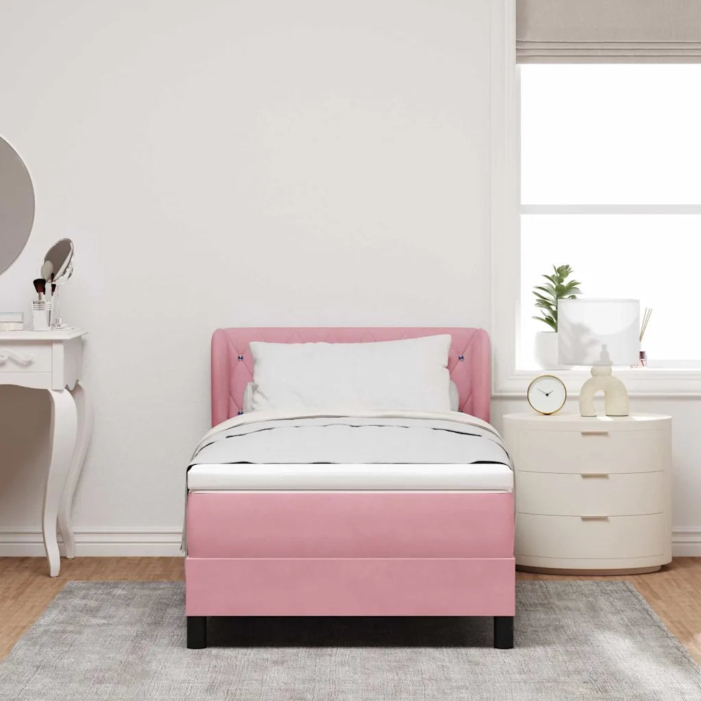 Letto a molle con testiera Rosa 100 x 200 cm Velluto 3340327