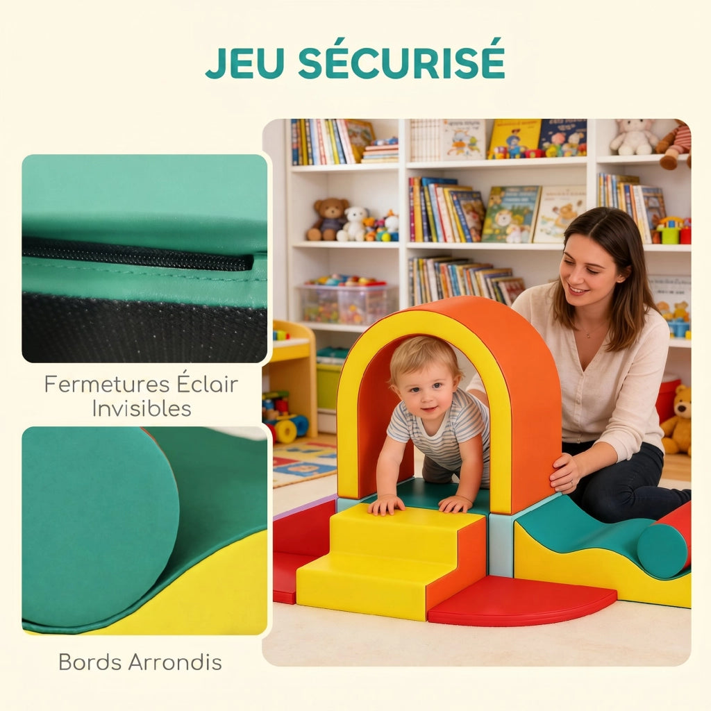 Moduli per motricita bambini 10 pezzi in schiuma EPE e rivestimento PU multicolore per casa e gioco