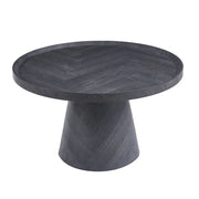 Tavolino basso rotondo collezione CARVELA – Decorazione grigio scuro – Bordo rialzato – D80 x H47 cm