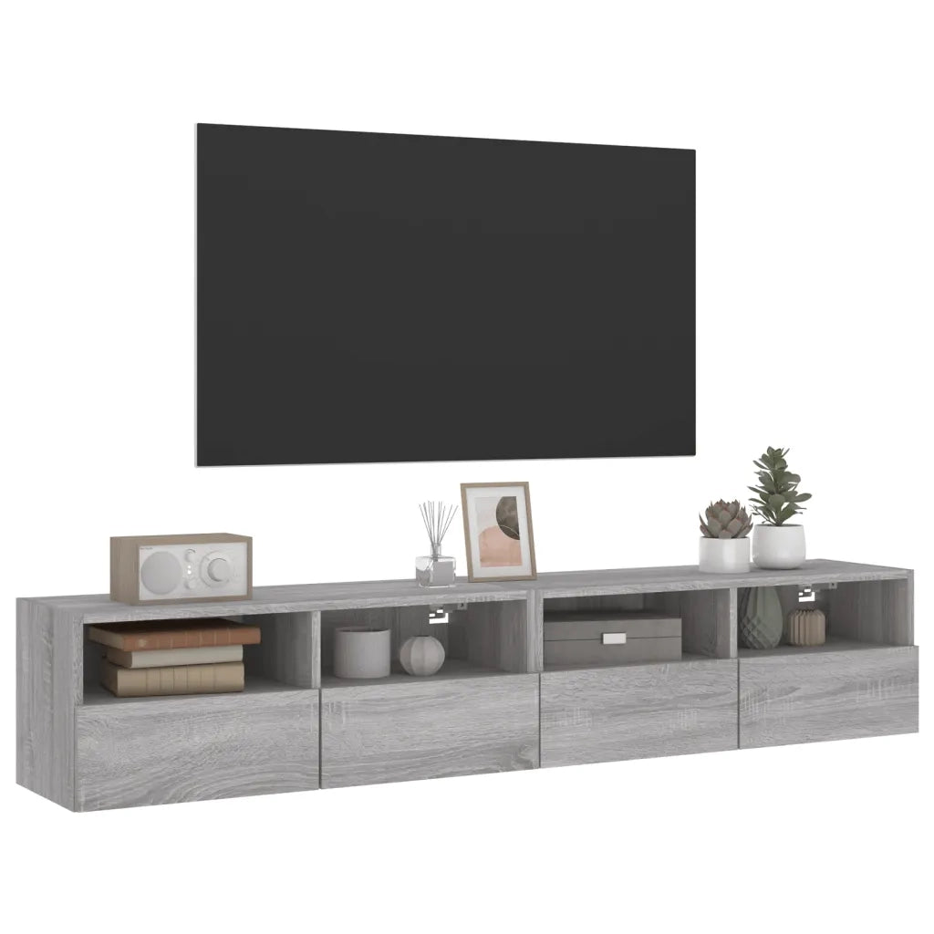 Mobili TV Parete 2pz Grigio Sonoma 80x30x30cm Legno Multistrato 836879