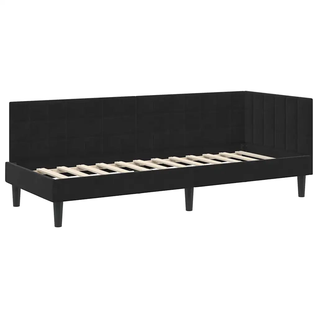 Struttura Letto Angolare con Materasso 2 pz-Giroletto con materasso Nero Velluto 620711