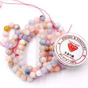 Kralen con corda per la creazione di accessori in DIY Pietre energetiche per bracciali curativi, 10 mm = 76 pezzi e 1 rotolo di corda Morganite 10 mm