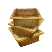 Cestelli Estraibili in Vimini per Cucina Cassetti Organizzazione Credenza Cesto in Vimini con Telaio e Binari in Legno di Faggio per Dispensa da 60cm Organizza Unità 60 cm con Viti GRATIS - 3 Cesti