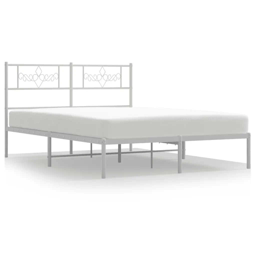 Giroletto con Testiera-Struttura Letto con testiera Metallo Bianco 140x190 cm 836227