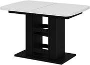 tavolo da pranzo allungabile Fenaro, Bianco/nero, 120 x 80 cm, allungabile con estrazione sincronizzata per lunghezza tavolo variabile