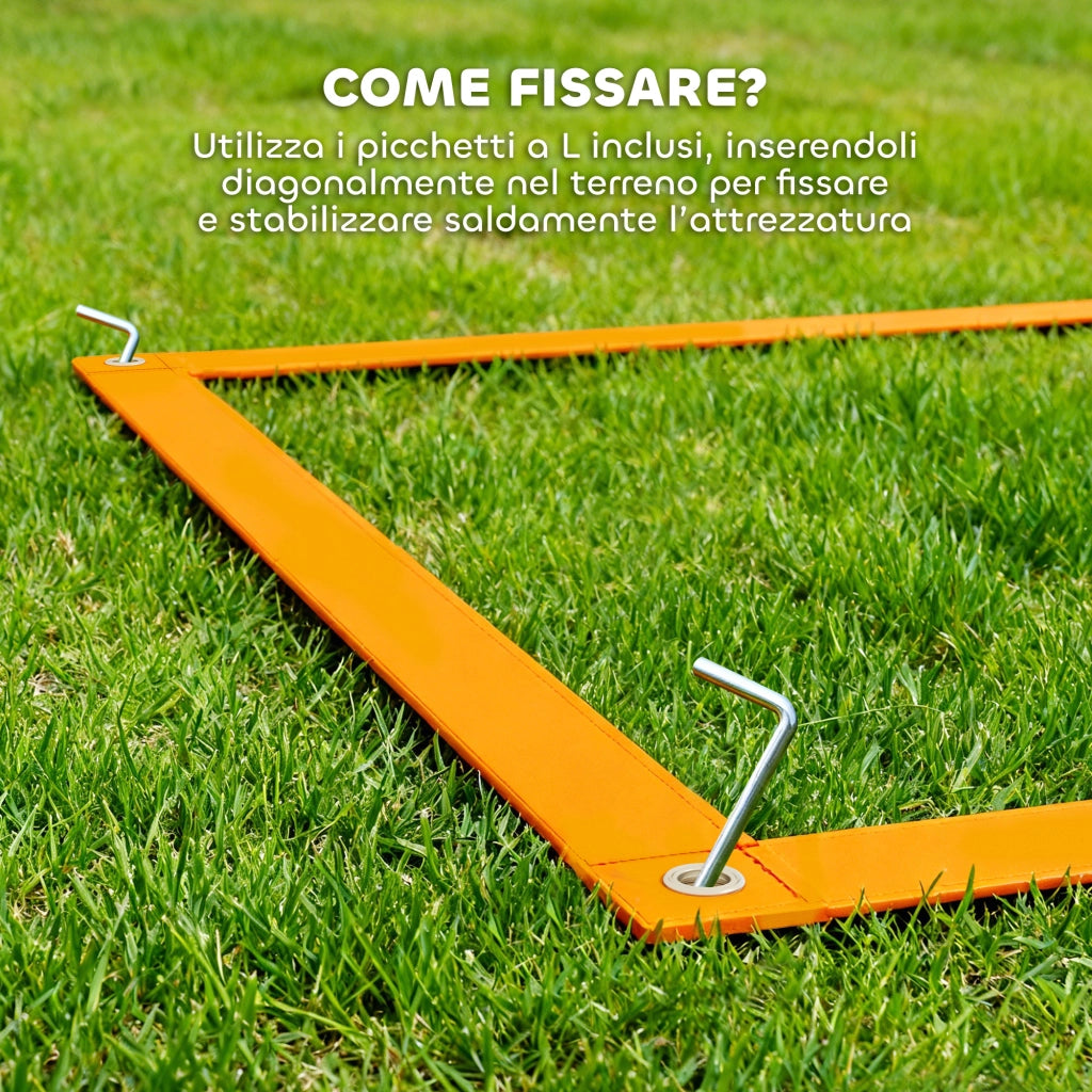 Set Agility Dog con Anello e Barra per Salto Paletti Slalom Fischietto Palline e Borsa Arancione