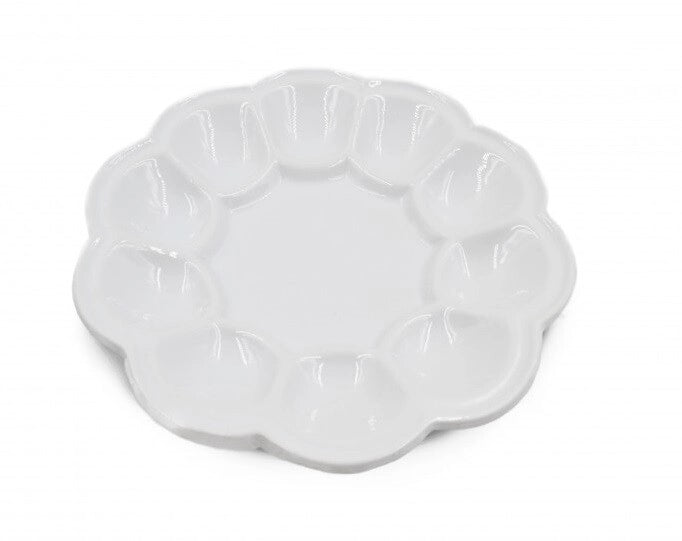 Piatto Vassoio Aperitivo Scomparti per Salse in Porcellana Bianco 23 cm